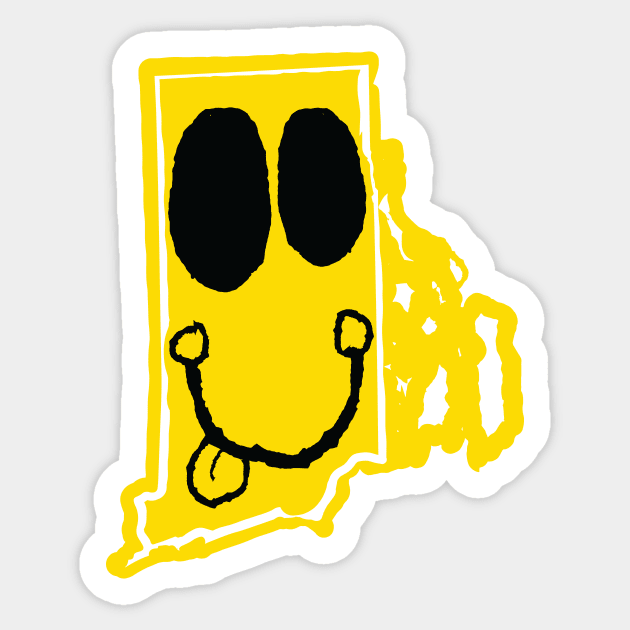 Rhode Island Happy Face with tongue sticking out Sticker by pelagio